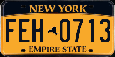 NY license plate FEH0713