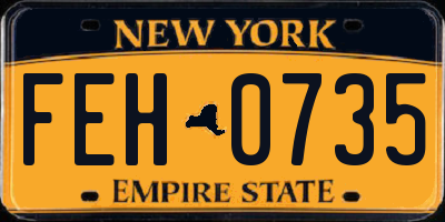 NY license plate FEH0735