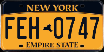 NY license plate FEH0747