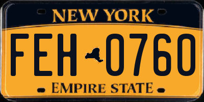 NY license plate FEH0760