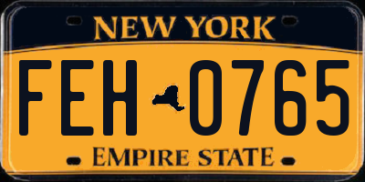 NY license plate FEH0765