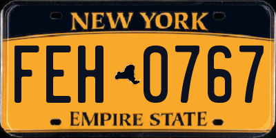 NY license plate FEH0767
