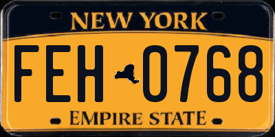 NY license plate FEH0768