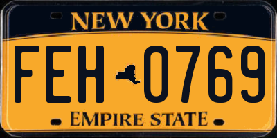 NY license plate FEH0769
