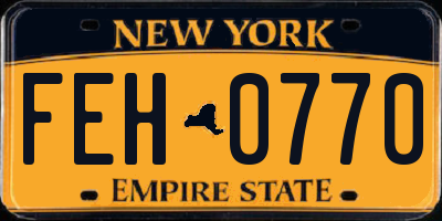 NY license plate FEH0770