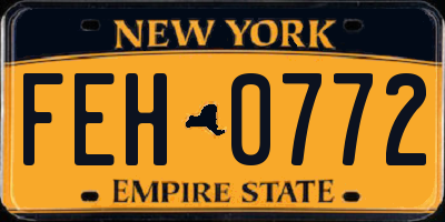 NY license plate FEH0772
