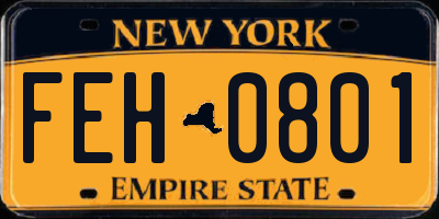 NY license plate FEH0801