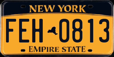 NY license plate FEH0813