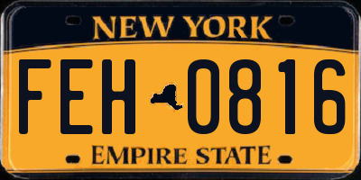 NY license plate FEH0816