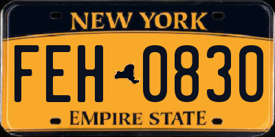 NY license plate FEH0830