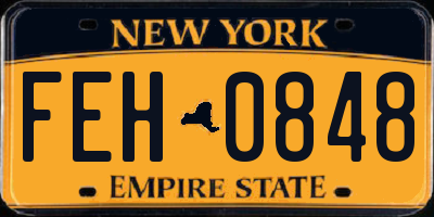 NY license plate FEH0848
