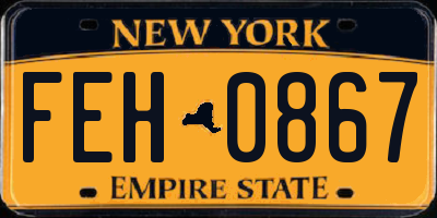NY license plate FEH0867
