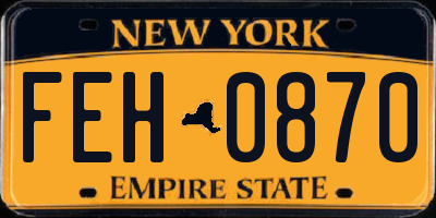 NY license plate FEH0870