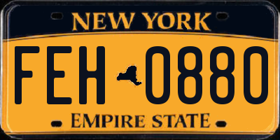 NY license plate FEH0880