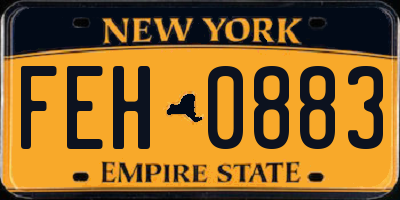 NY license plate FEH0883
