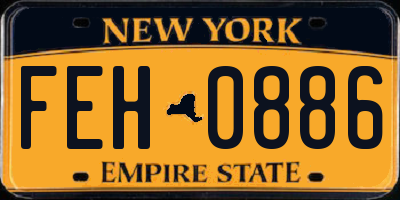 NY license plate FEH0886