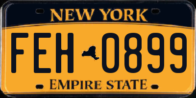 NY license plate FEH0899