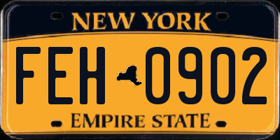 NY license plate FEH0902
