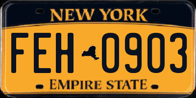 NY license plate FEH0903