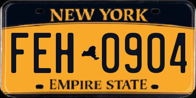 NY license plate FEH0904