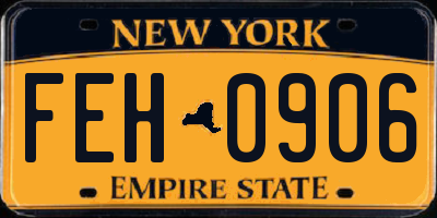 NY license plate FEH0906