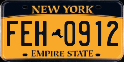 NY license plate FEH0912
