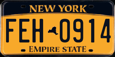 NY license plate FEH0914