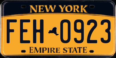 NY license plate FEH0923