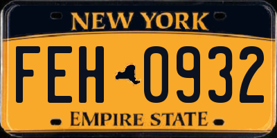NY license plate FEH0932