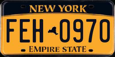 NY license plate FEH0970