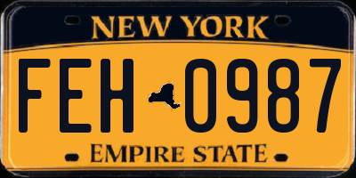 NY license plate FEH0987