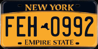 NY license plate FEH0992