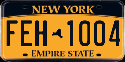 NY license plate FEH1004