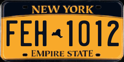NY license plate FEH1012