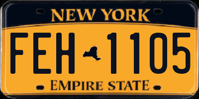 NY license plate FEH1105