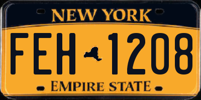 NY license plate FEH1208