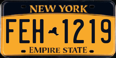 NY license plate FEH1219