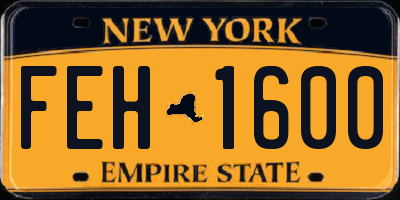 NY license plate FEH1600