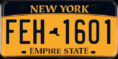 NY license plate FEH1601