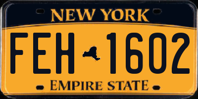 NY license plate FEH1602