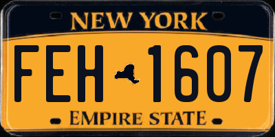 NY license plate FEH1607