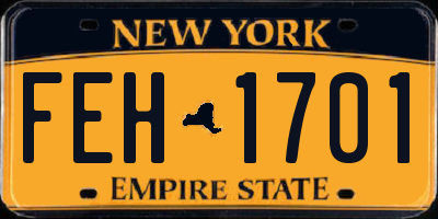 NY license plate FEH1701
