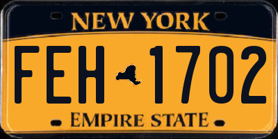 NY license plate FEH1702