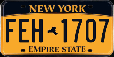 NY license plate FEH1707