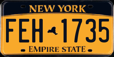 NY license plate FEH1735