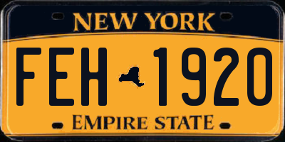 NY license plate FEH1920