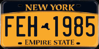 NY license plate FEH1985