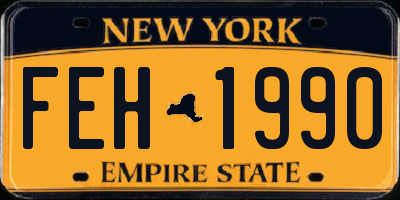 NY license plate FEH1990