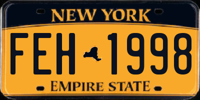 NY license plate FEH1998