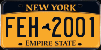 NY license plate FEH2001